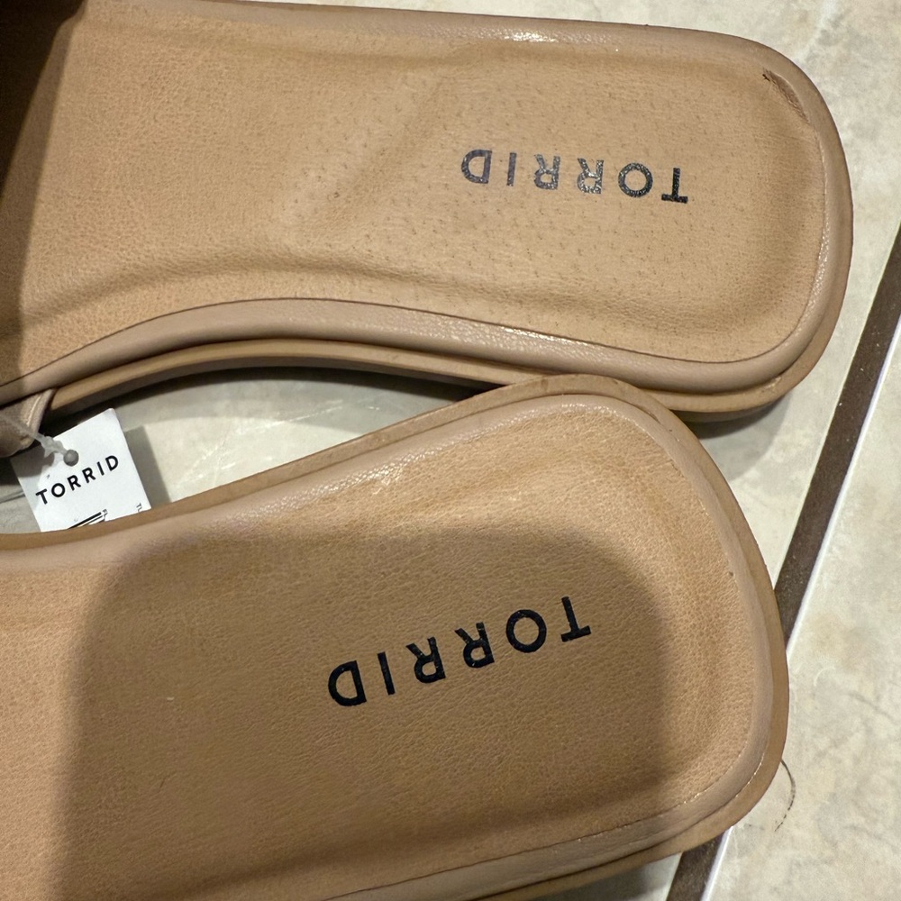 Torrid Beige Ribbed Slide Sandals - Picture 3 of 9